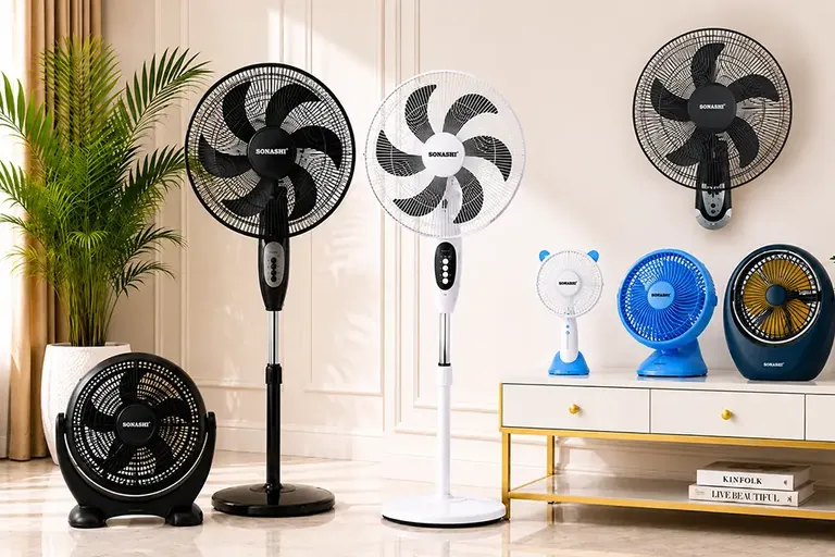 Sonashi stand, wall-mount, and table fans for every room to help you choose the best fan for your UAE home