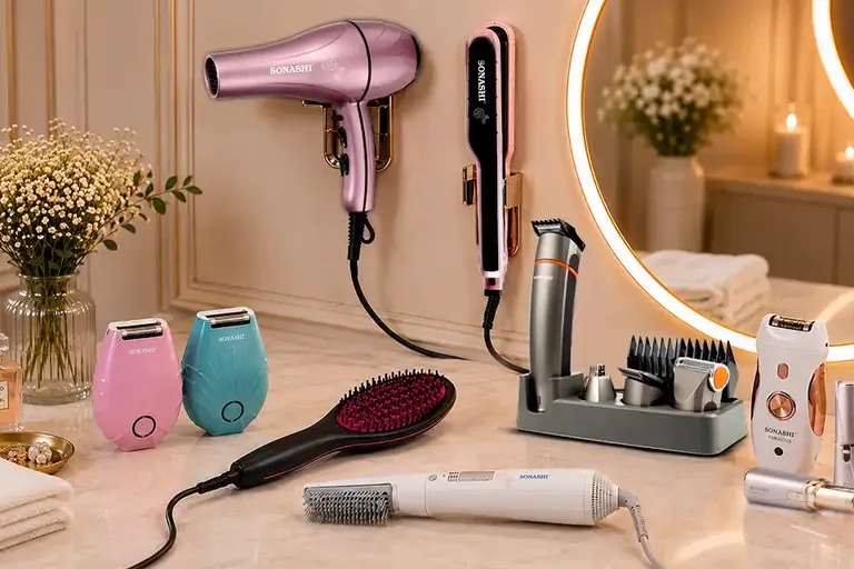 Top personal care appliances in the UAE including hair dryer, hair straightener, trimmer, and grooming tools for modern home use