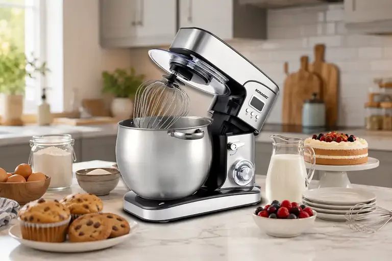Modern stand mixer for baking and dough mixing in a UAE kitchen