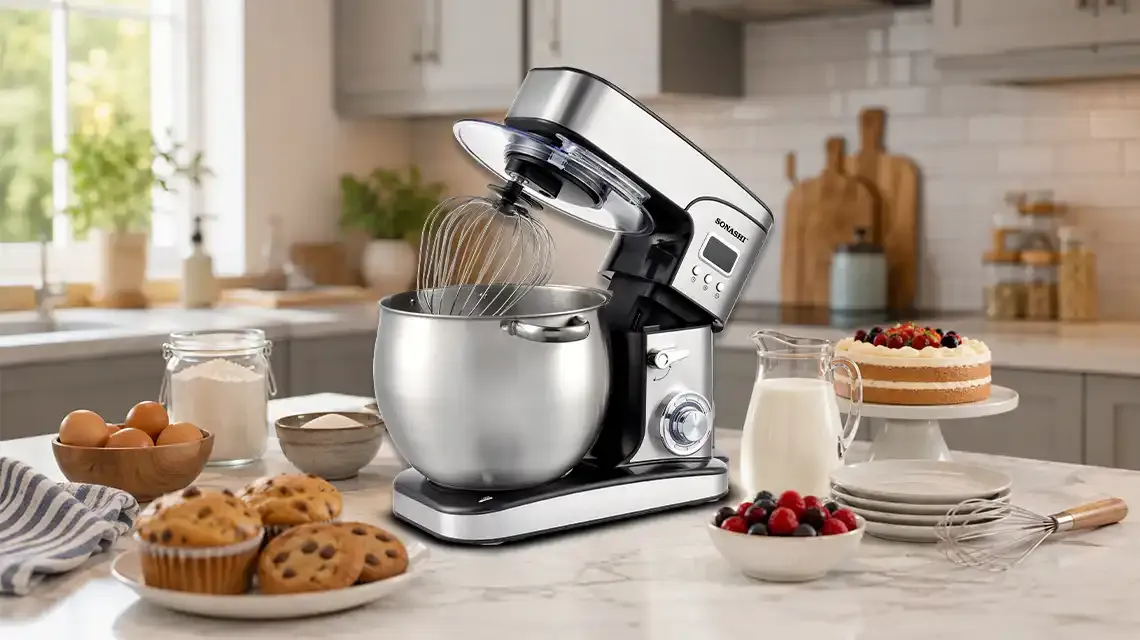 Modern stand mixer for baking and dough mixing in a UAE kitchen