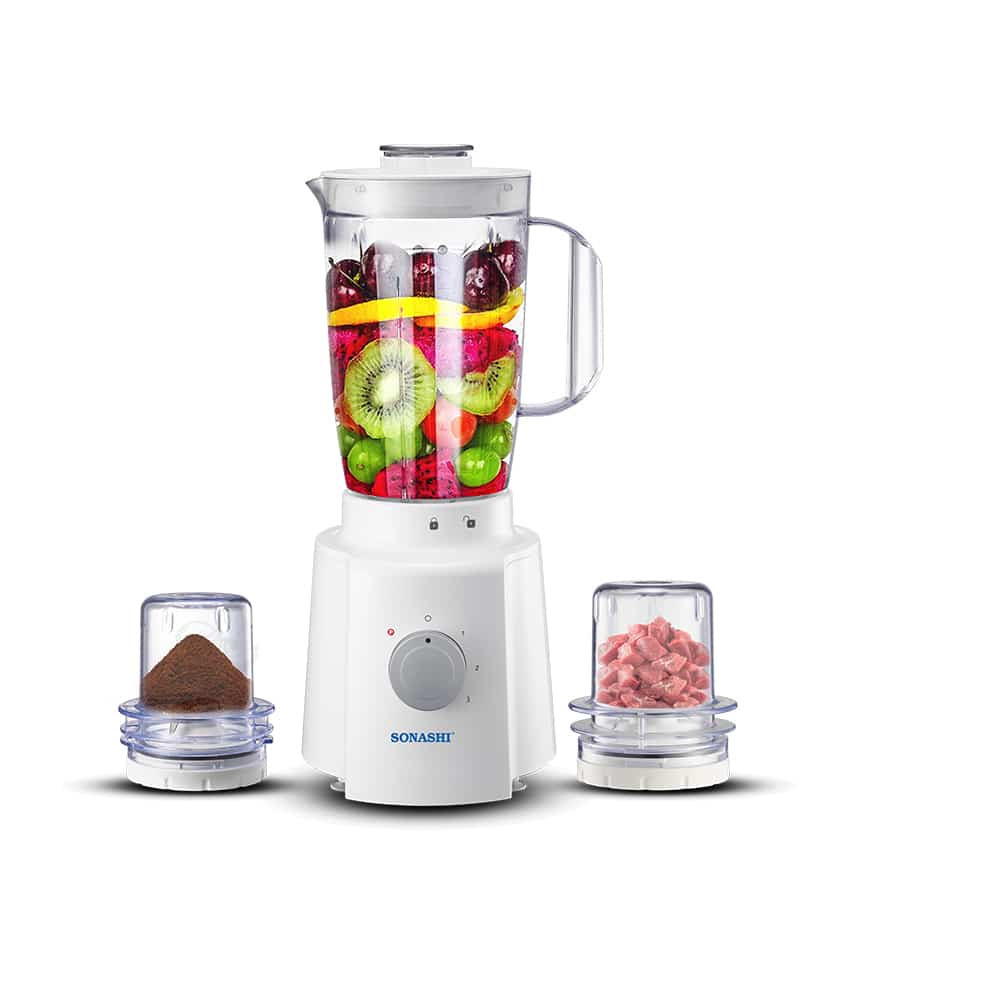 Sonashi 3-In-1 Jar And Mill Blender 1.6L 650W SB-133N White