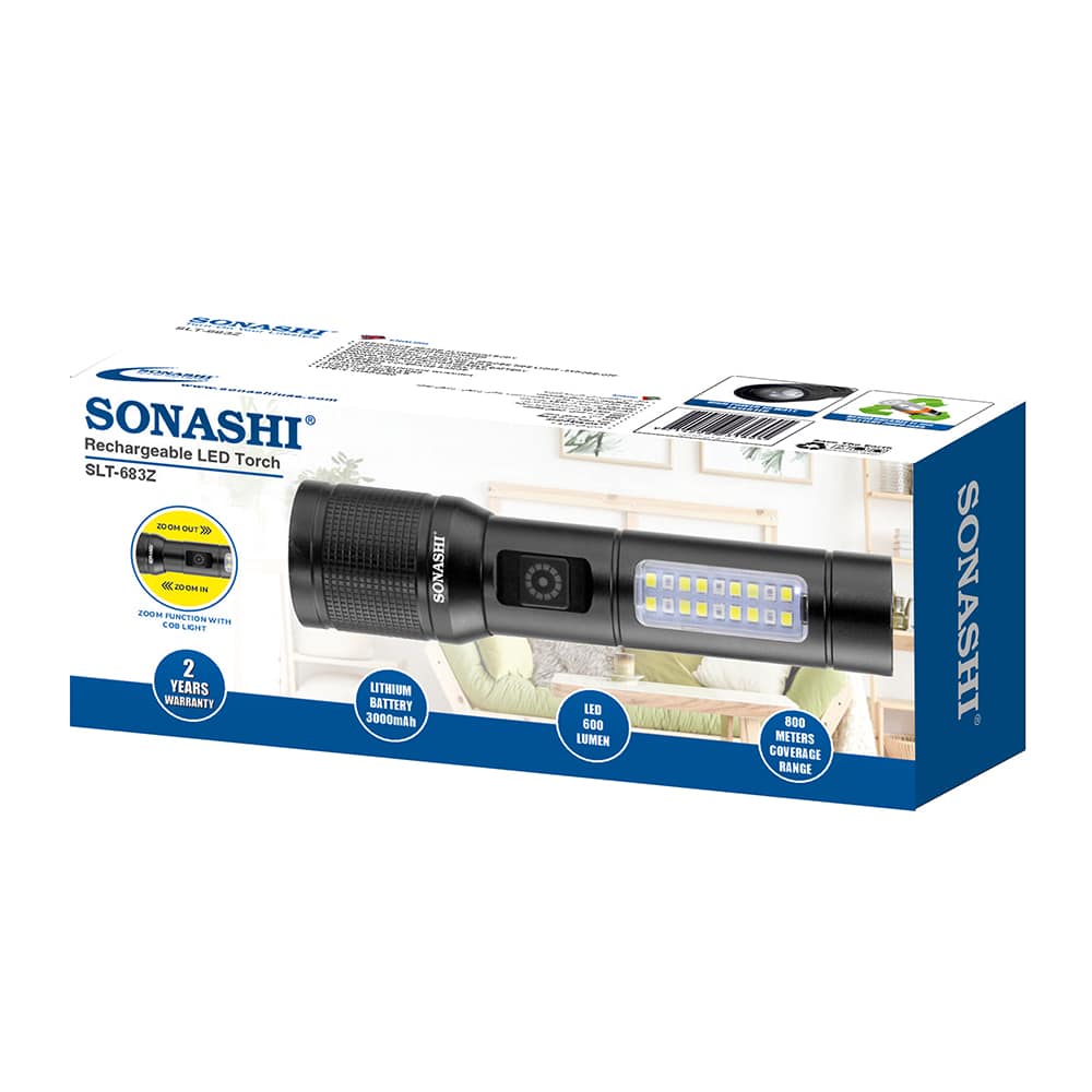 Sonashi Rechargeable LED Torch SLT-683Z with Zoom-In Function